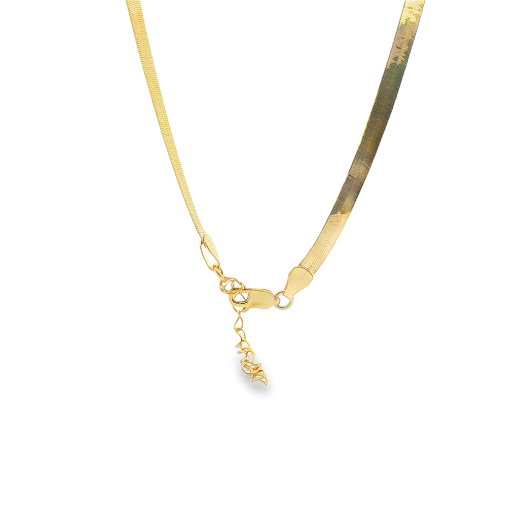 14K Yellow Gold Herringbone Necklace – 4mm, 16–18", 5.9g