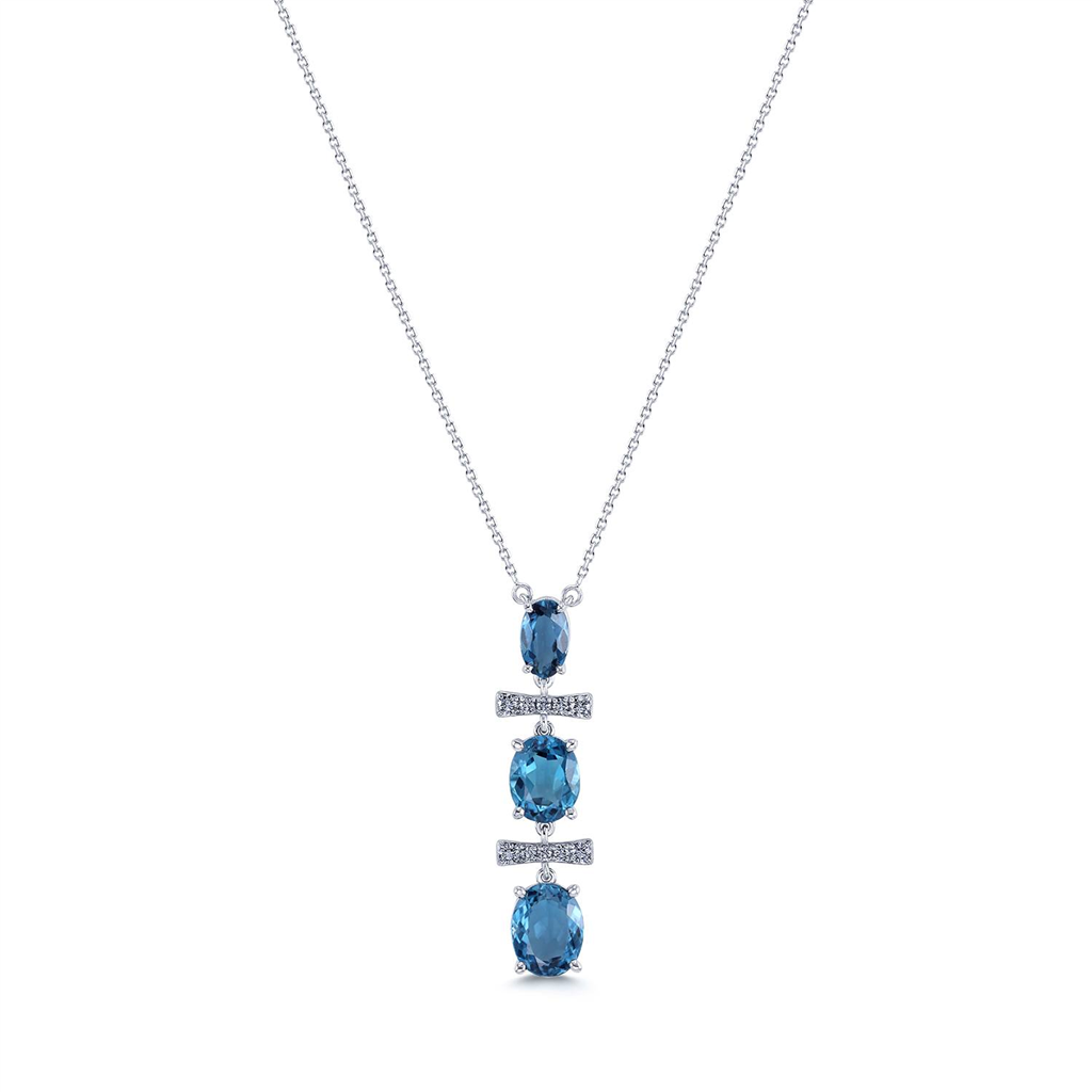 14K White Gold Blue Topaz Pendant - 2.34ctw.