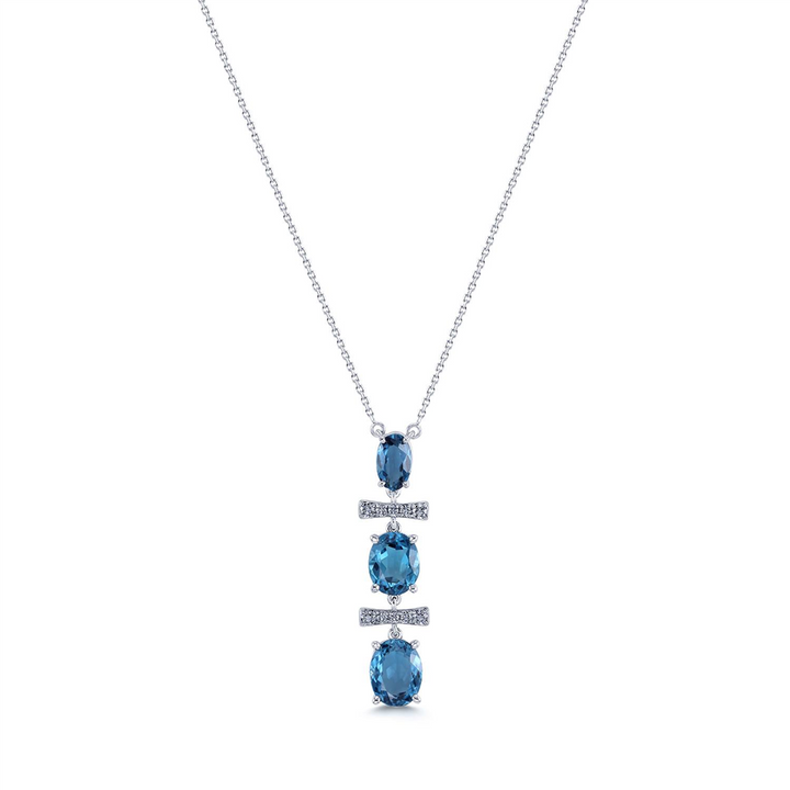 14K White Gold Blue Topaz Pendant - 2.34ctw.