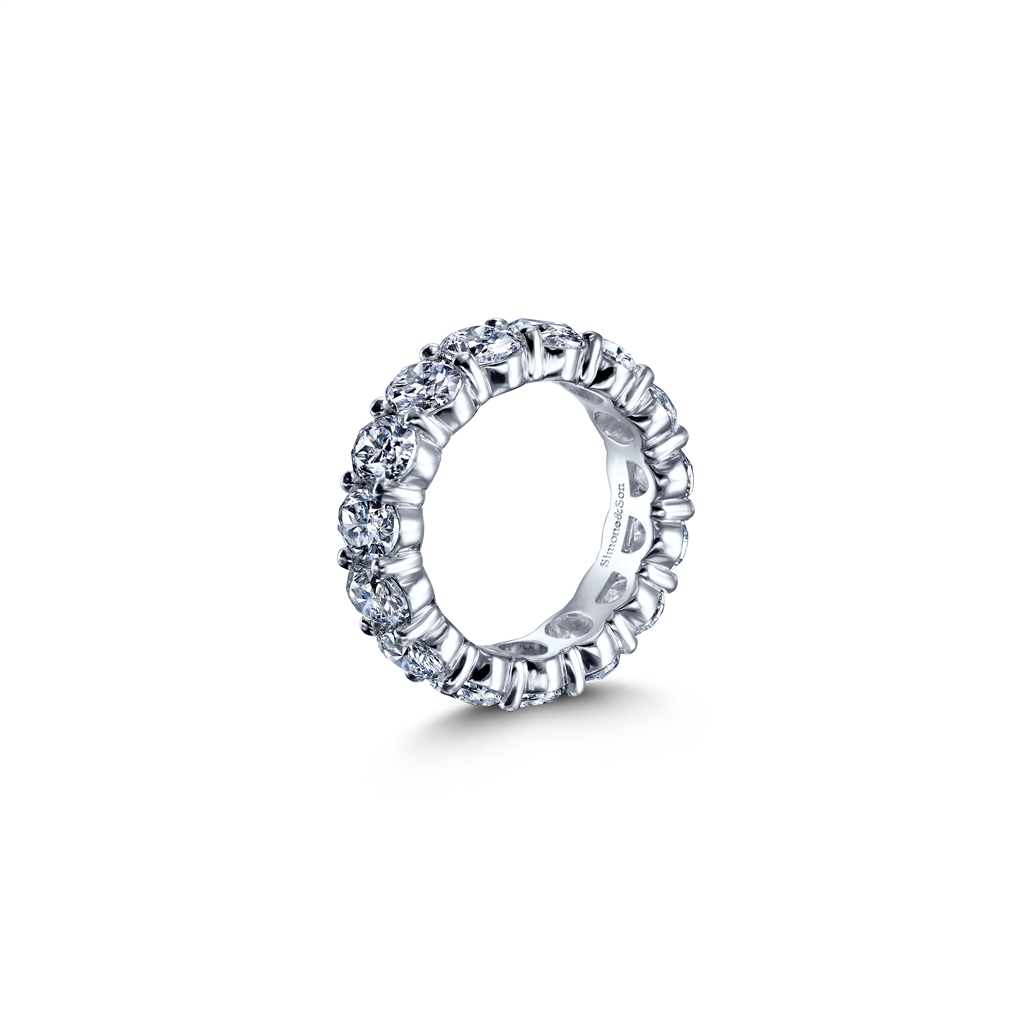 Platinum Natural Oval Diamond Eternity Band 5.90ctw.