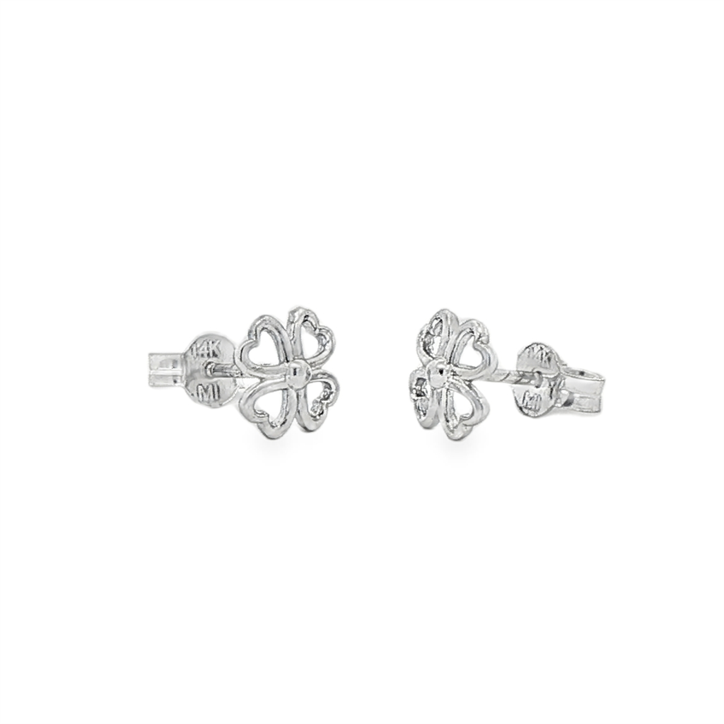 14K White Gold 4-Leaf Clover Stud Earrings – 1.15g