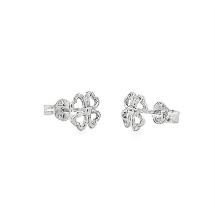 14K White Gold 4-Leaf Clover Stud Earrings – 1.15g