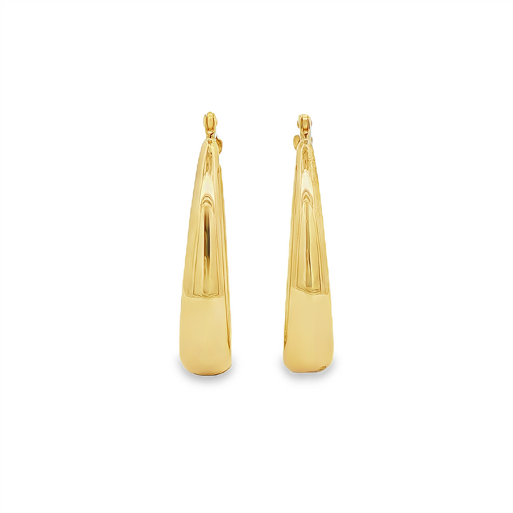 14K Yellow Gold Hollow Oval Hoop Earrings – 2.8g