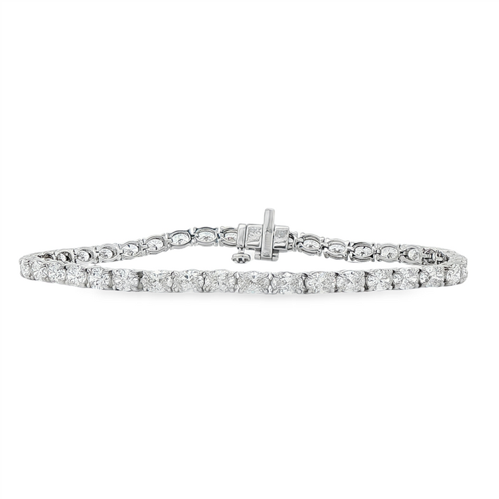 14K White Gold Lab-Grown Oval Diamond Tennis Bracelet – 7", approx. 6.71 CTW, 8.8g