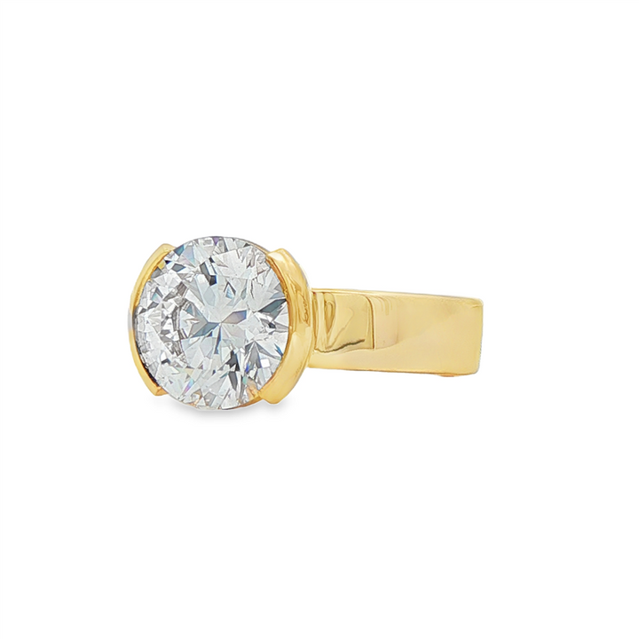 14K Yellow Gold Semi-Bezel Lab Diamond Engagement Ring – 3.11ct Center