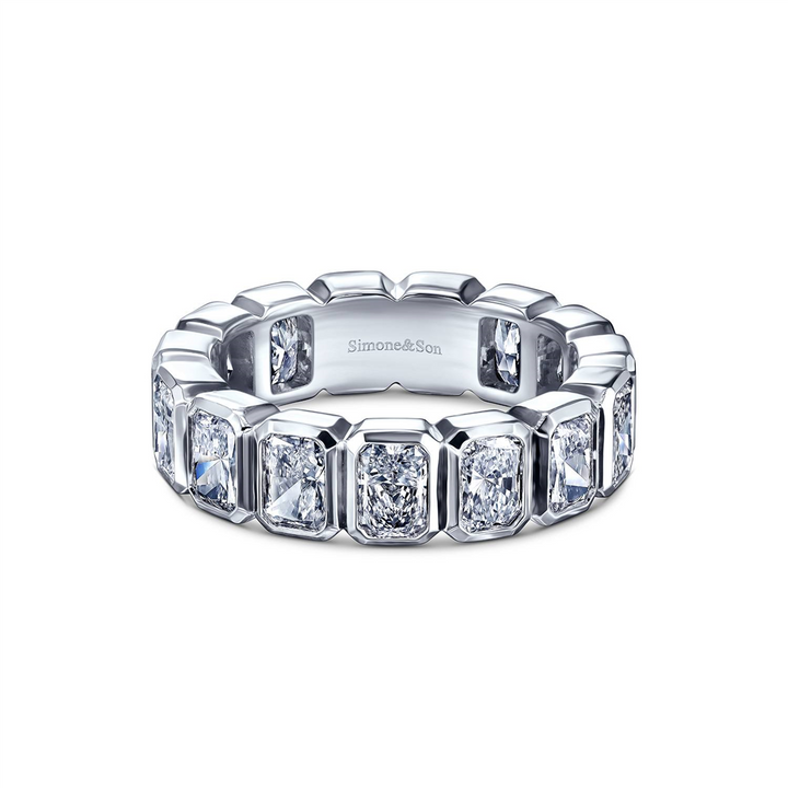 14K White Gold Radiant Cut Lab Grown Diamond Eternity Band