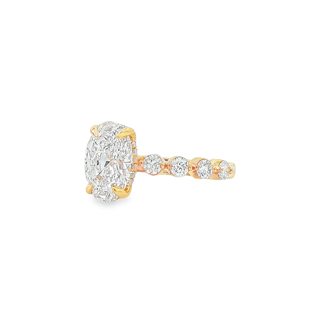 14K Yellow Gold Bubble Engagement Ring – 0.66ctw Accent Lab Diamonds
