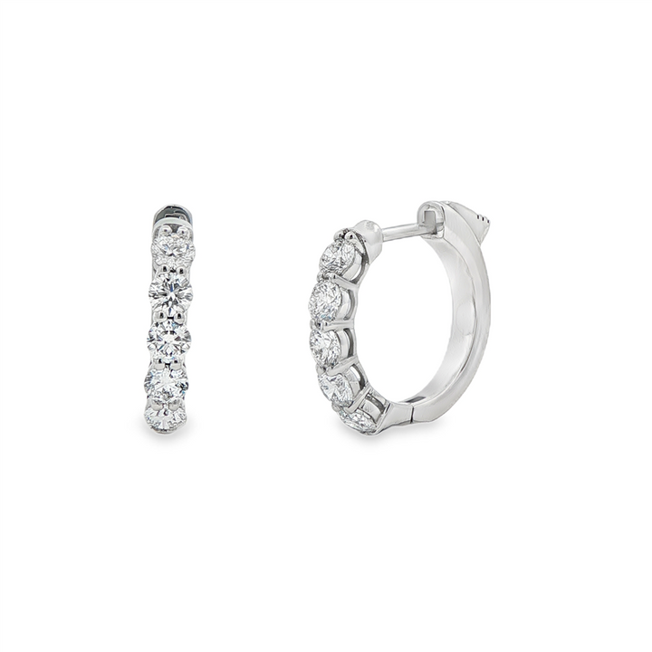 14K White Gold Lab Diamond Hoop Earrings – 1.05ctw, 16x3mm, DEF VS–VVS, 4.7g