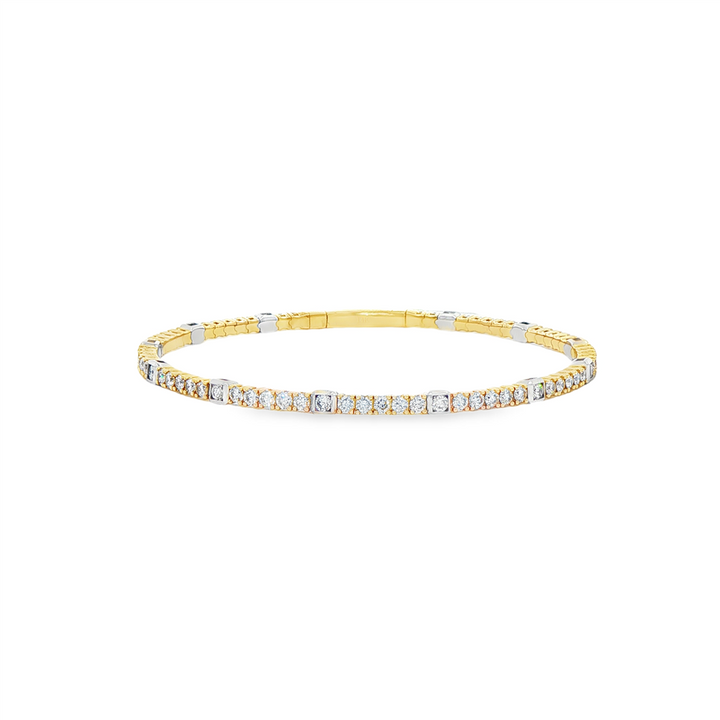 14K Yellow/White Diamond Bezel Flexi Bangle – 2.8mm, 2.10ctw, 6.8g,