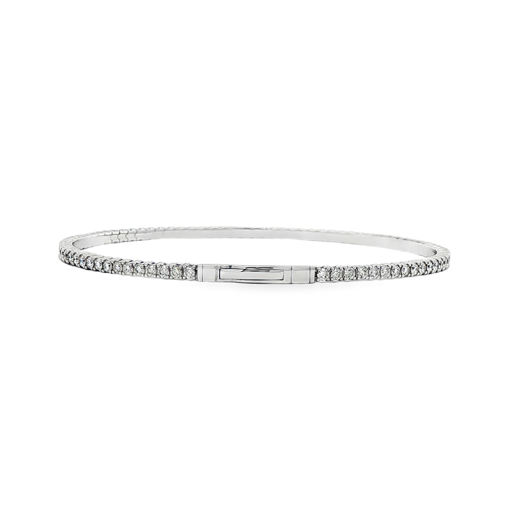 14K White Gold Natural Diamond Flexi Bangle – 1.65ctw.