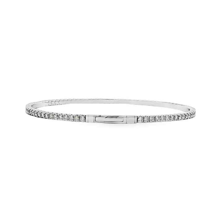 14K White Gold Natural Diamond Flexi Bangle – 1.65ctw.