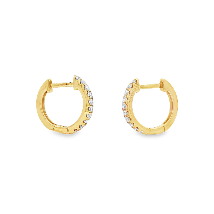 14K Yellow Gold Natural Diamond Huggie Earrings – 0.24ctw, 12mm