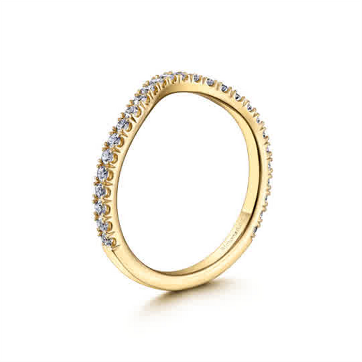 14K Yellow Gold Curved Diamond Wedding Band - 0.35ctw.