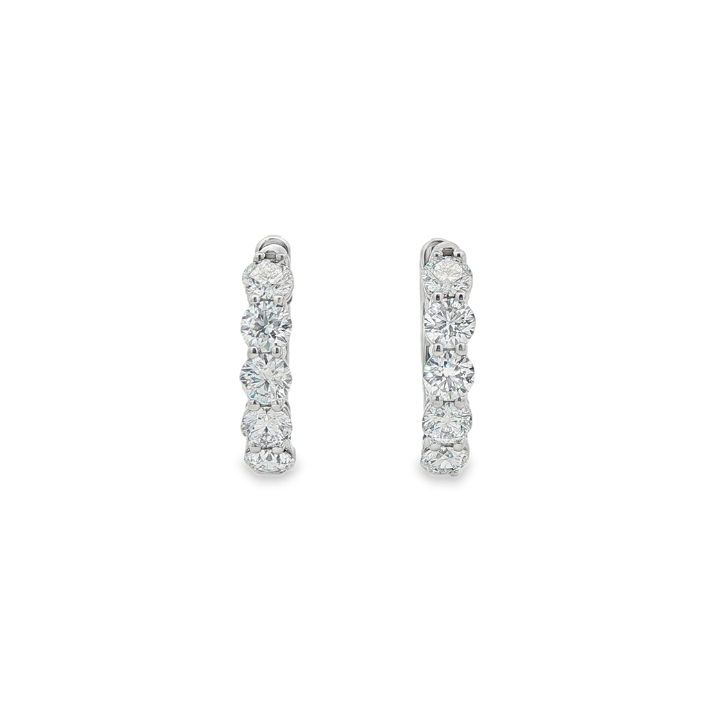 14K White Gold Lab Diamond Hoop Earrings – 1.89ctw, 17x3.7mm, DEF VVS, 5.6g