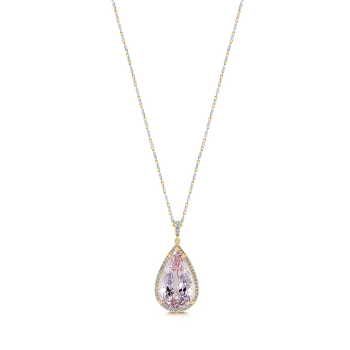 18K Yellow Gold 19.00ct Pear Shape Morganite Pendant