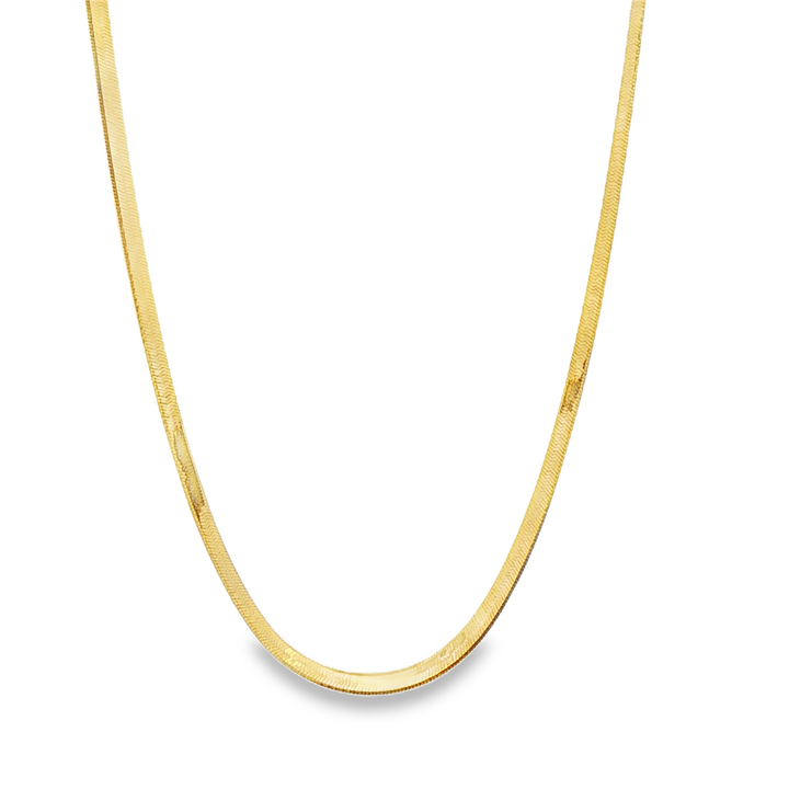 14K Yellow Gold Herringbone Necklace – 3mm, 18–20", 4.4g