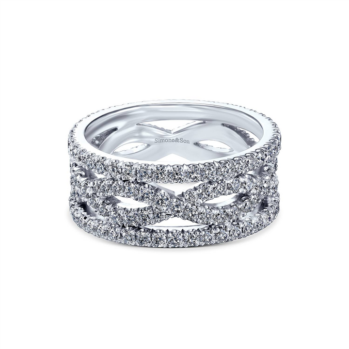 14K White Gold Twist/Straight Diamond Band – 1.76ctw.