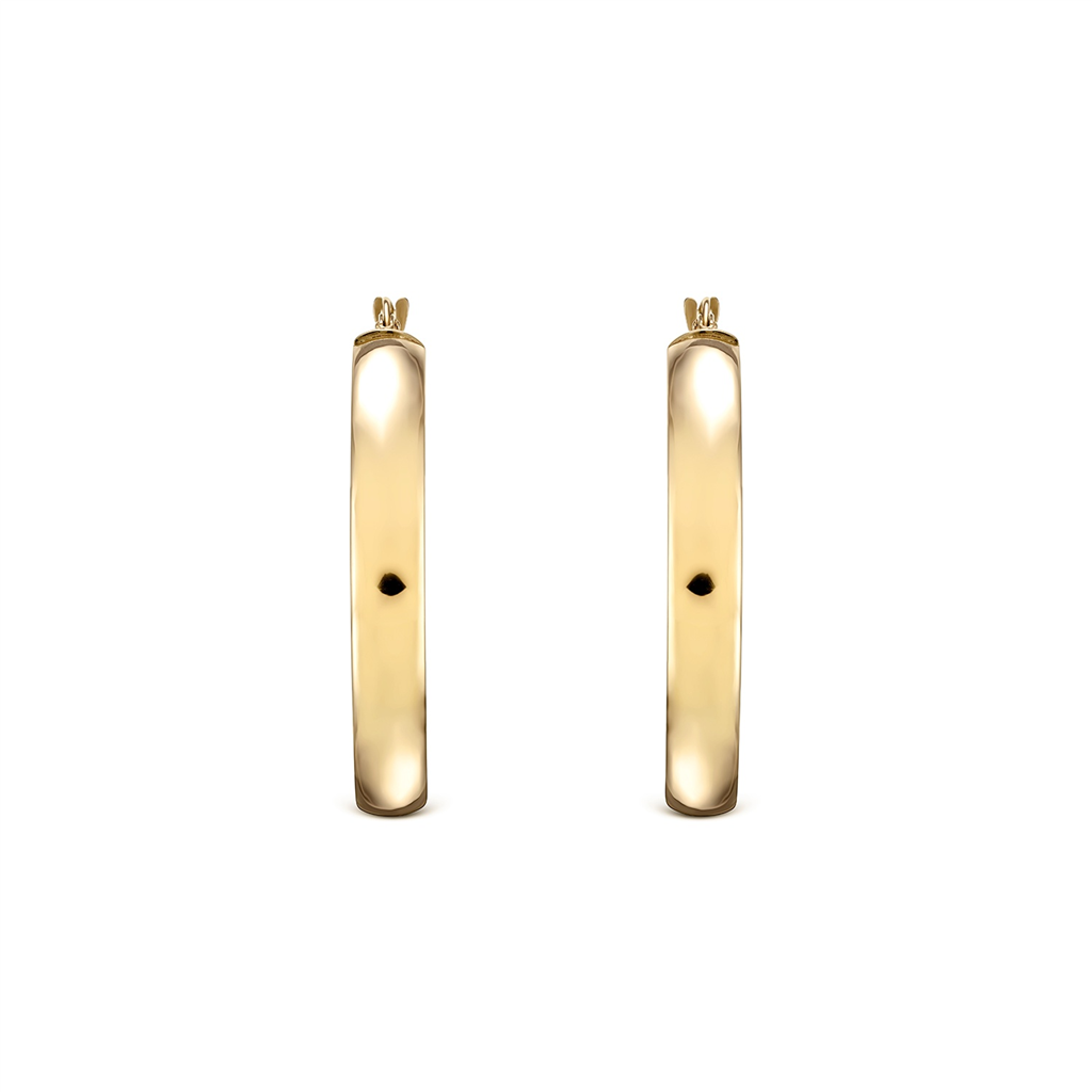 14K Yellow Gold Flat Hoops (30x5mm)