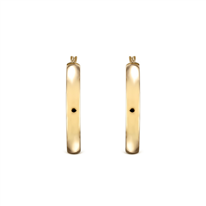 14K Yellow Gold Flat Hoops (30x5mm)