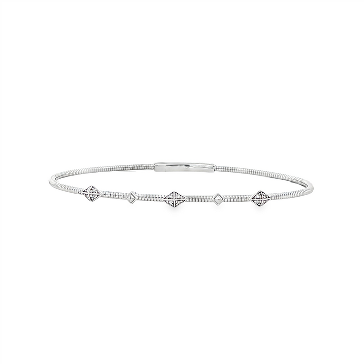 14K White Gold Diamond-Shape Flexi Bangle – 0.06ctw.