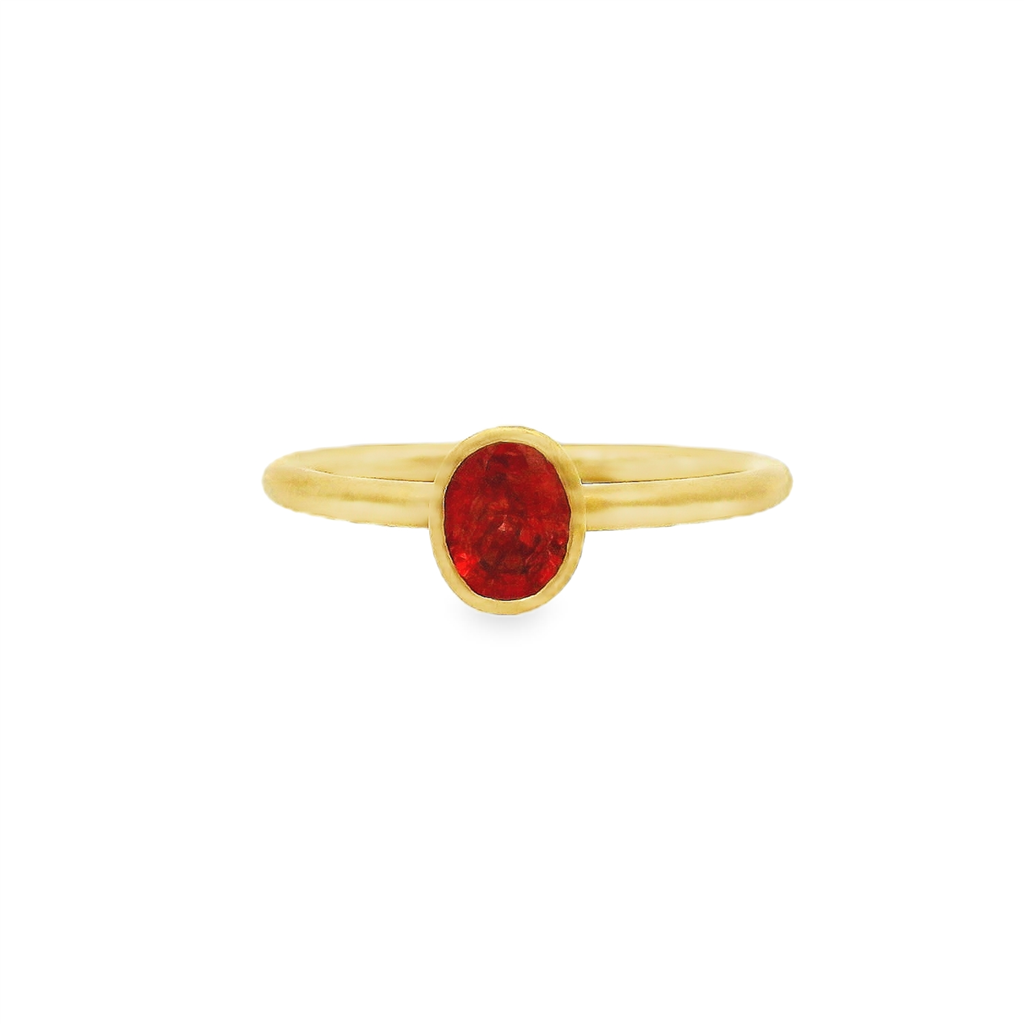 18K Yellow Gold Oval Red Sapphire Ring – 0.71ct