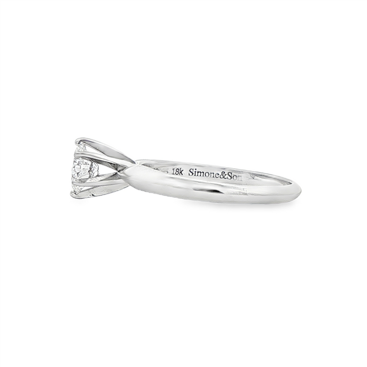 18K White Gold Solitaire Engagement Ring – 0.50ct Round Diamond E/SI1