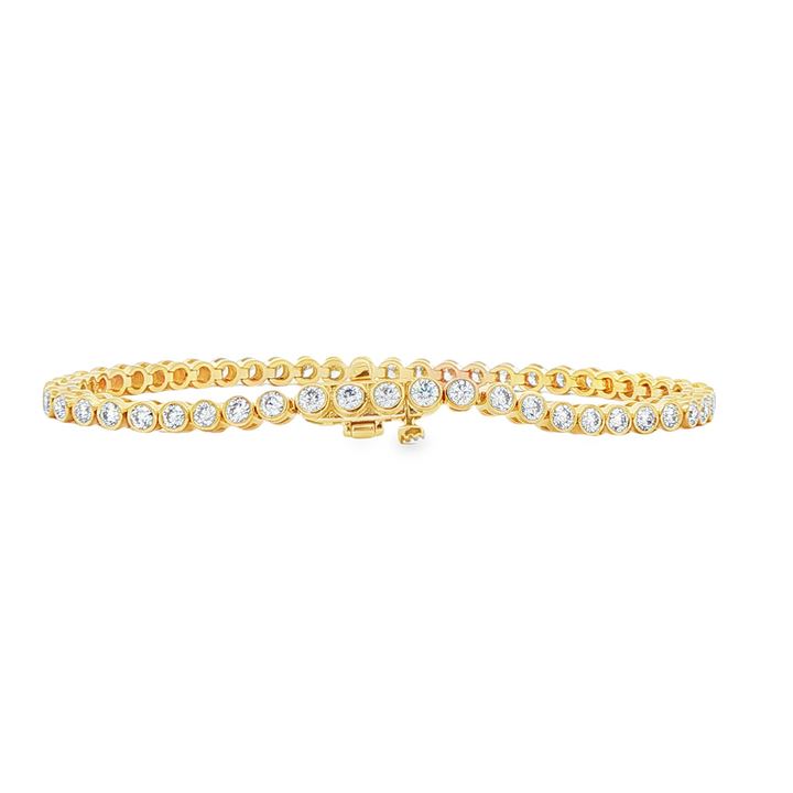 14K Yellow Gold Lab-Grown Bezel Diamond Tennis Bracelet – 3.10ctw