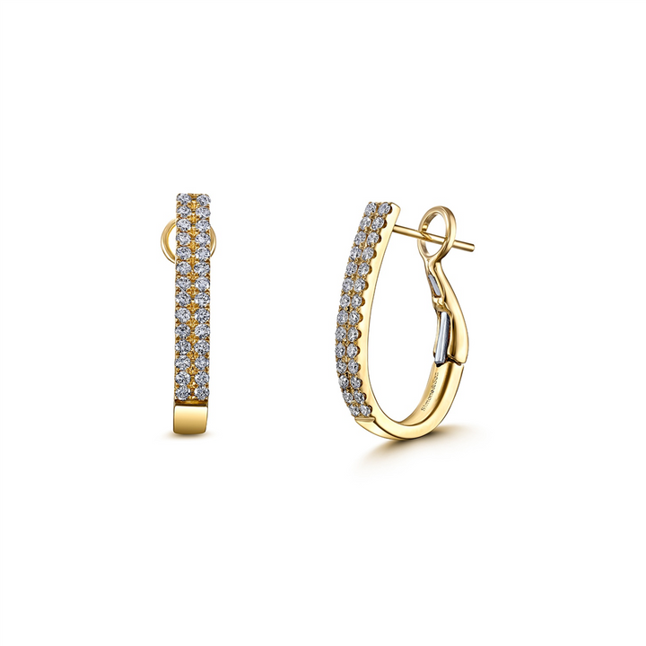 18K Yellow Gold Two-Row Diamond Hoop Earrings 0.63ctw.