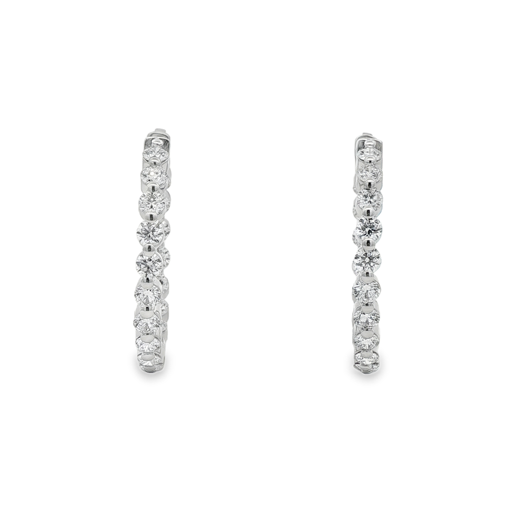 14K White Gold 27mm Inside-Out Lab Grown Diamond Hoop Earrings – 3.01ctw.