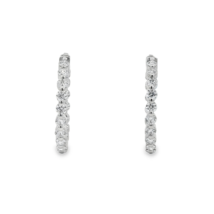 14K White Gold 27mm Inside-Out Lab Grown Diamond Hoop Earrings – 3.01ctw.