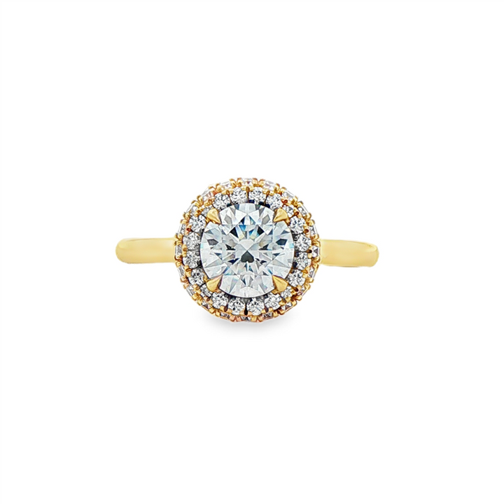 18K Yellow Gold Halo Semi-Mount Engagement Ring – 0.39ctw.