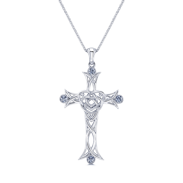 14K White Gold Diamond Cross Pendant 0.32ctw.