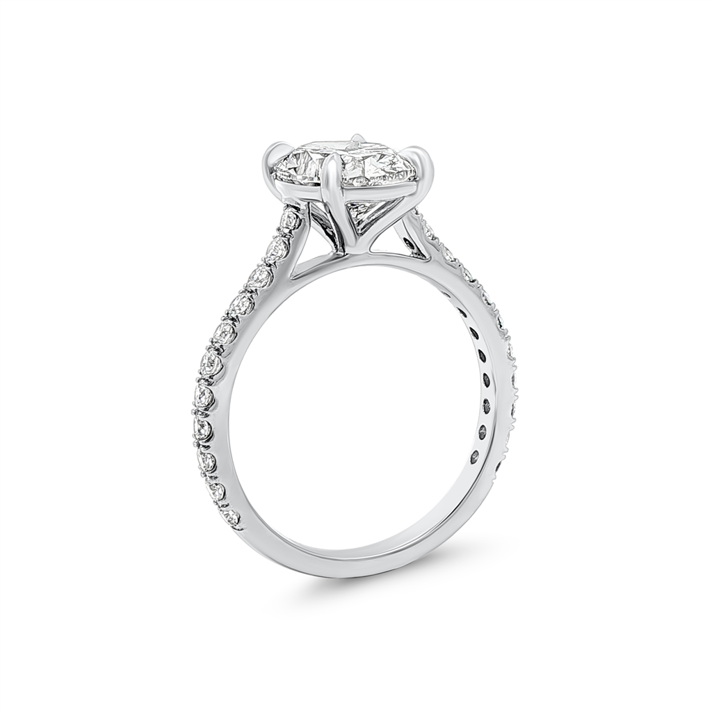 14K White Gold Cathedral Lab Grown Diamond Semi-Mount Engagement Ring