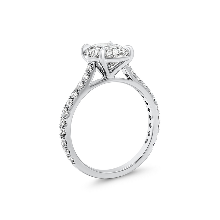 14K White Gold Cathedral Lab Grown Diamond Semi-Mount Engagement Ring