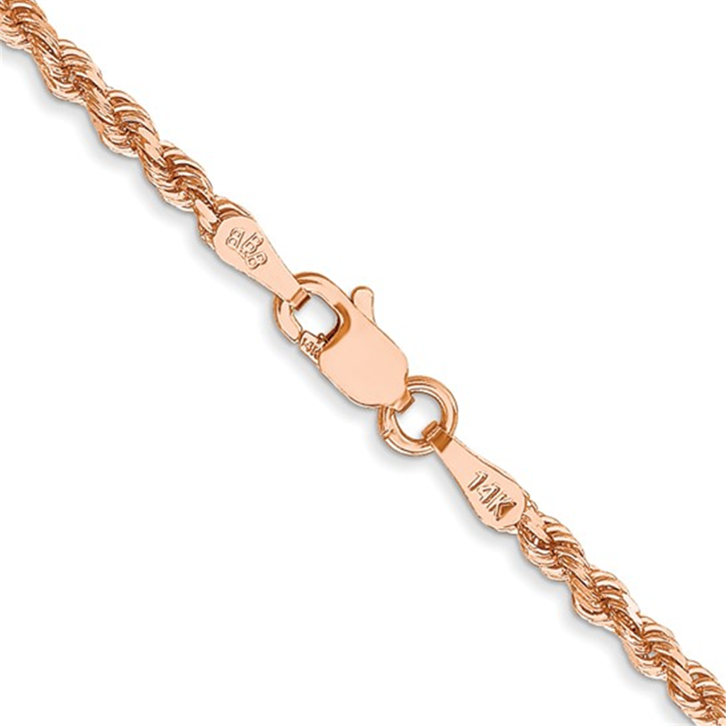 14K Rose Gold Rope Chain – 2.25mm, 24", 11.5g