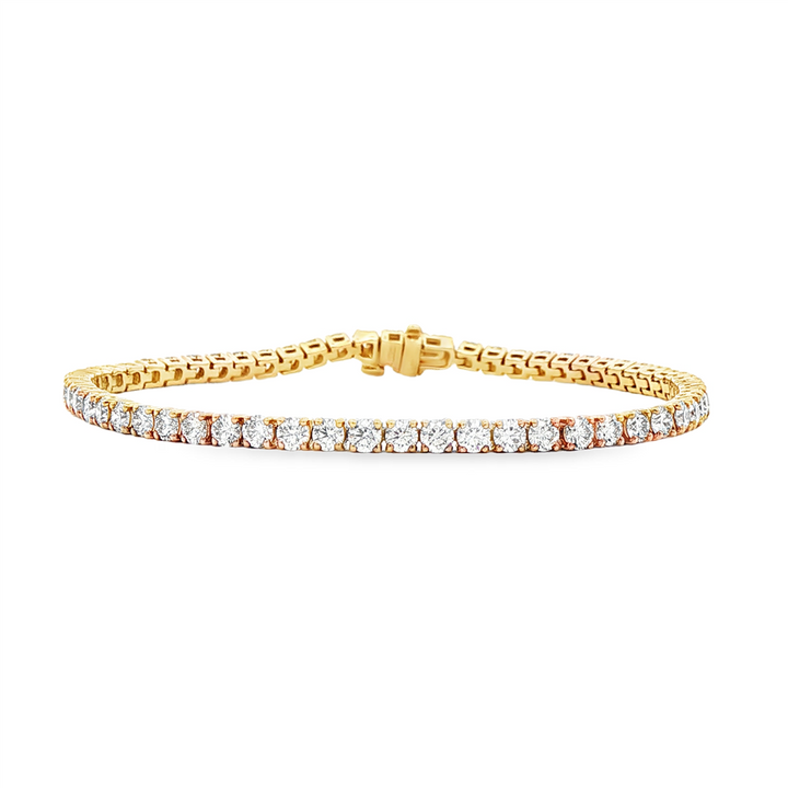 14K Yellow Gold 2.7mm Natural Diamond Tennis Bracelet – 4.00ctw