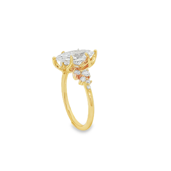 14K Yellow Gold Lab Grown Diamond "Cluster" Semi-Mount – 0.26ctw