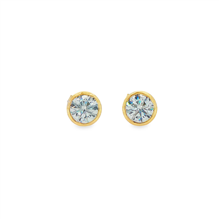 14K Yellow Gold Lab Diamond Bezel Stud Earrings – 1.51ctw, VVS2-D, IGI Certified