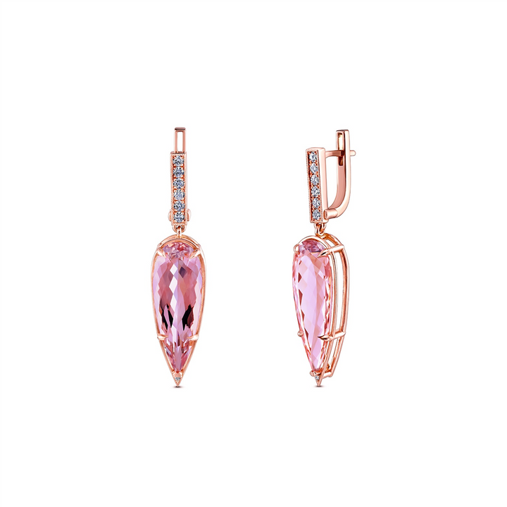 14K Rose Gold Morganite & Diamond Earrings 22ctw.