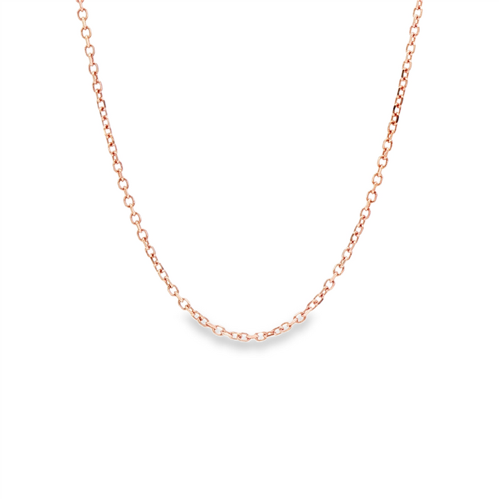 14K Rose Gold 1.3mm Diamond-Cut Rolo Chain - 20"