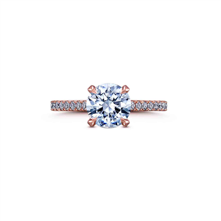 14K Rose Gold Hidden Halo Diamond Semi-Mount Engagement Ring 0.44ctw.