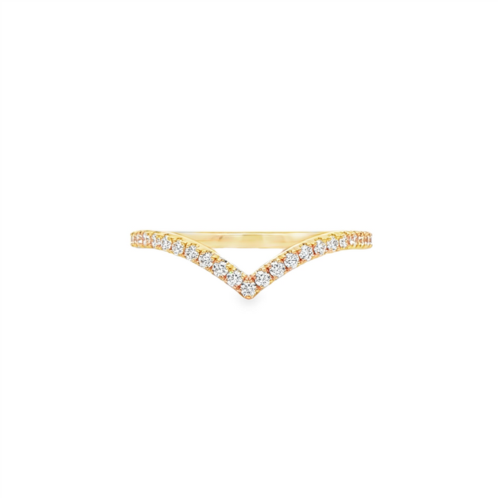 14K Yellow Gold Natural Diamond Chevron Wedding Band – 0.26ctw.