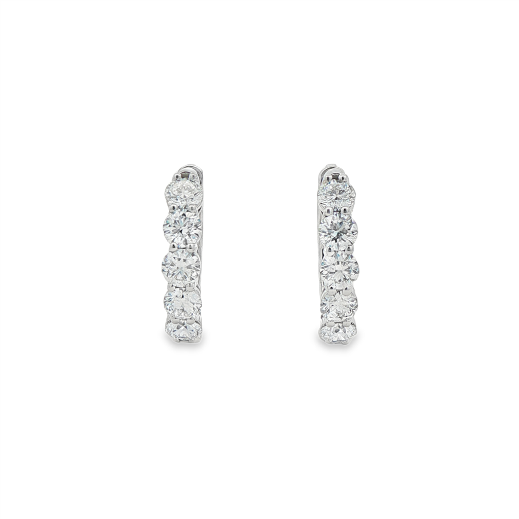 14K White Gold Lab Diamond Hoop Earrings – 1.89ctw, 17.5x3.7mm, DEF VVS, 5.6g