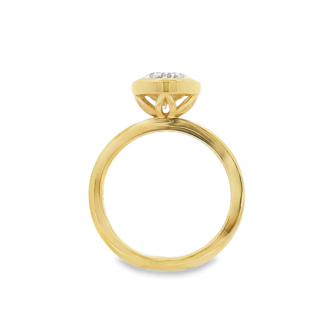 14K Yellow Gold Lab Grown Oval Diamond Bezel Engagement Ring – 2.95ct.