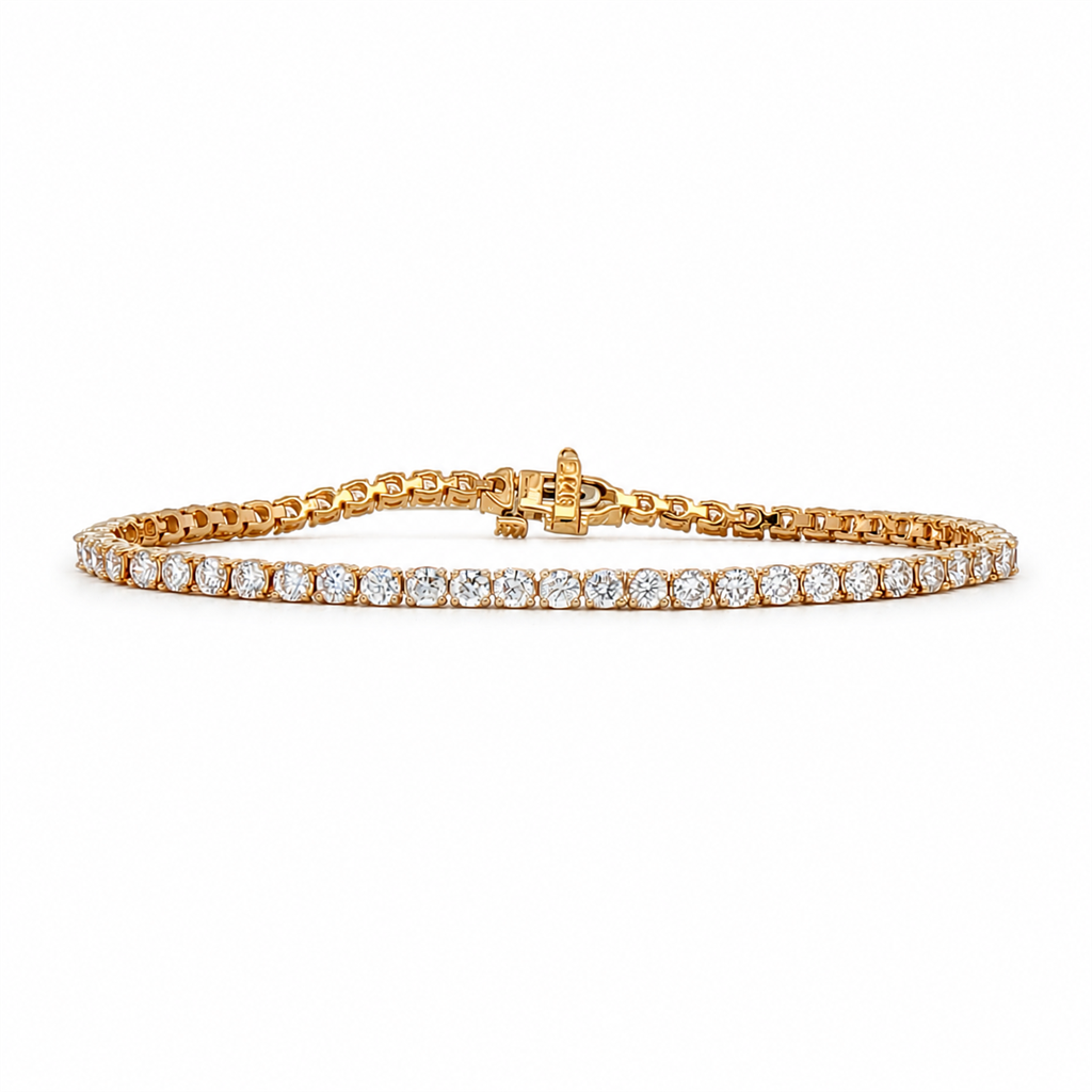 14K Yellow Gold 3.84ctw Lab Grown Diamond Tennis Bracelet