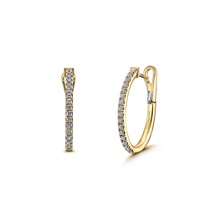 18K Yellow Gold Diamond Hoop Earrings 0.48ctw.