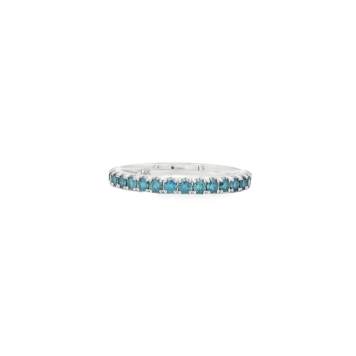 14K White Gold Ocean Blue Natural Diamond Band – 0.44ctw, RN-149, Size 6.5, 2.7g