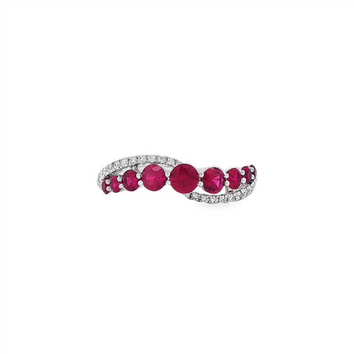 Platinum Ruby & Diamond Ring – 0.85ctw Rubies, 0.16ctw Diamonds