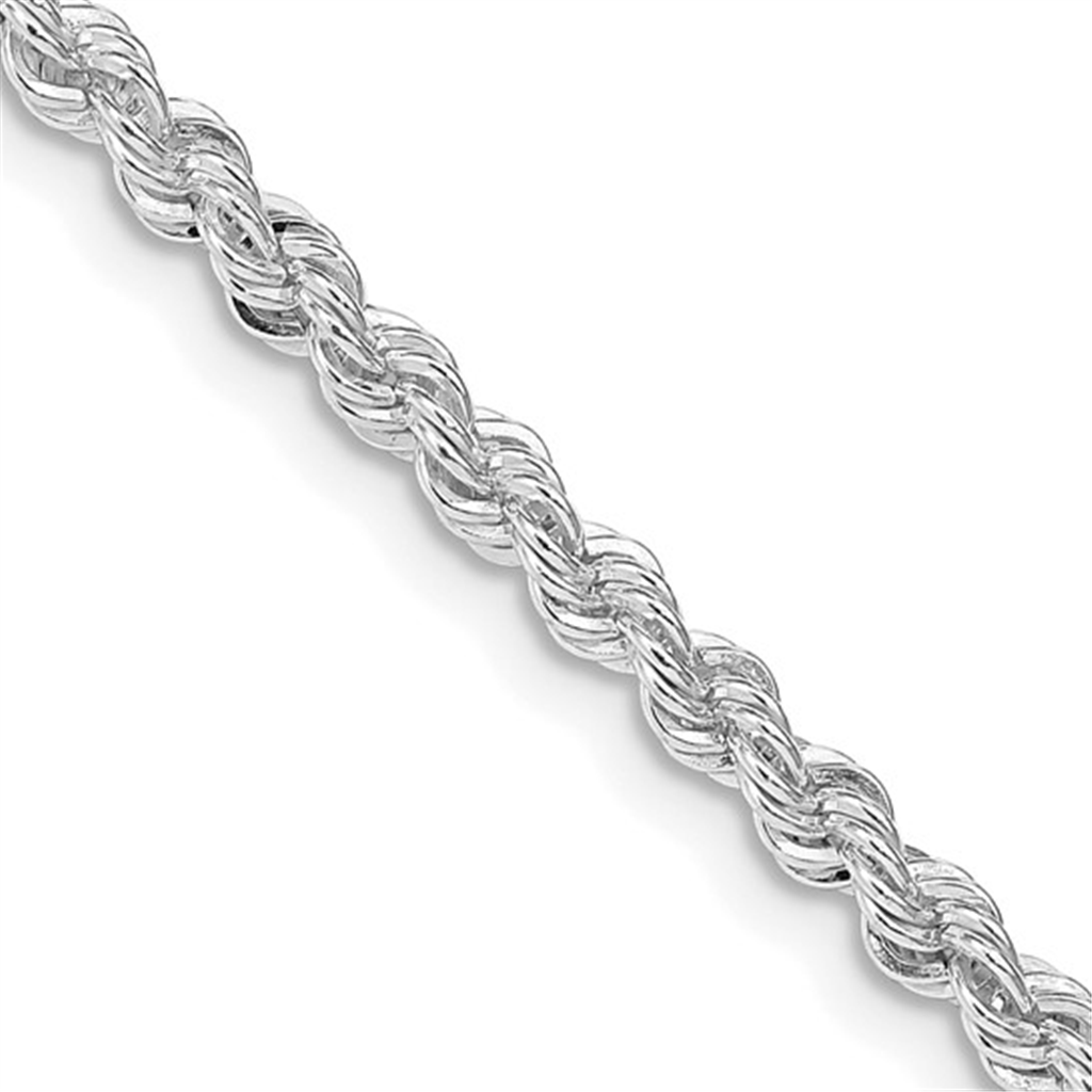 Sterling Silver Solid Rope Chain Necklace – 3mm, 20"