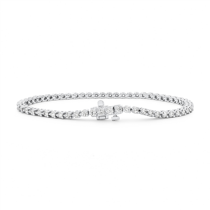 14K White Gold Natural Diamond Tennis Bracelet – 2.5mm, 7", approx. 1.96 CTW, 8.8g